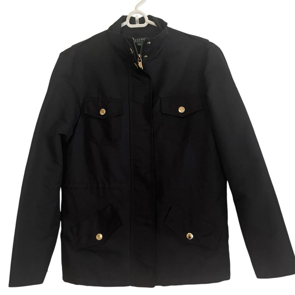 Lauren Ralph‎ Lauren Black Utility Windbreaker Rain Jacket Small